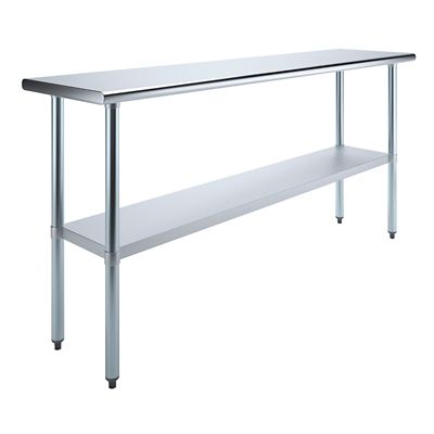 AmGood 18 in. x 72 in. Stainless Steel Table With Shelf