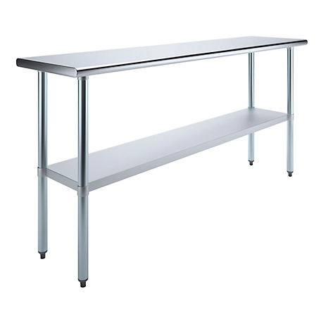 AmGood 18 in. x 72 in. Stainless Steel Table With Shelf