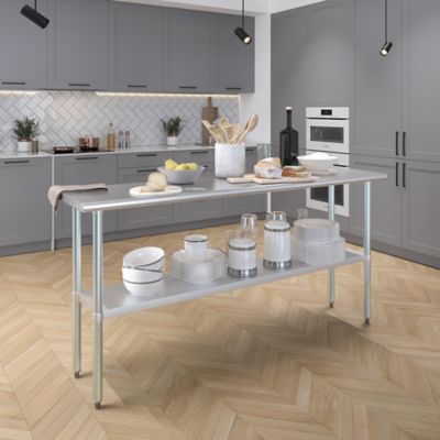 Image showing  18 in. x 72 in. Stainless Steel Table With Shelf