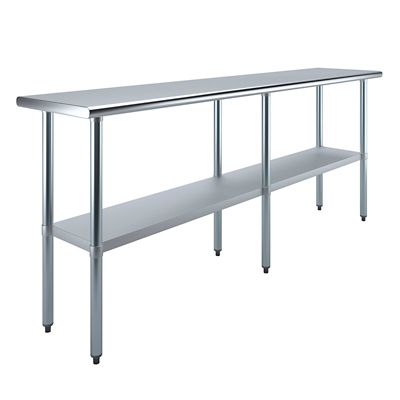 AmGood 18 in. x 84 in. Stainless Steel Table With Shelf
