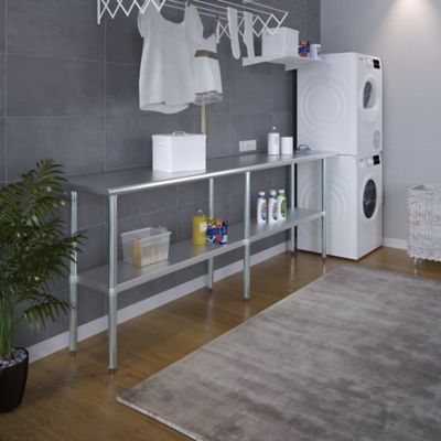 Image showing  18 in. x 96 in. Stainless Steel Table With Shelf