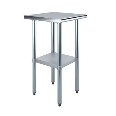 AmGood 20 in. x 20 in. Stainless Steel Table With Shelf