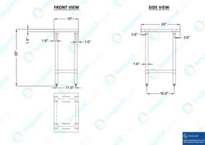 Image showing 8 th AmGood 24 in. x 15 in. Stainless Steel Table With Shelf