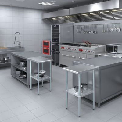 Image showing 6 th AmGood 24 in. x 18 in. Stainless Steel Table With Shelf