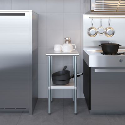 Image showing 7 th AmGood 24 in. x 18 in. Stainless Steel Table With Shelf