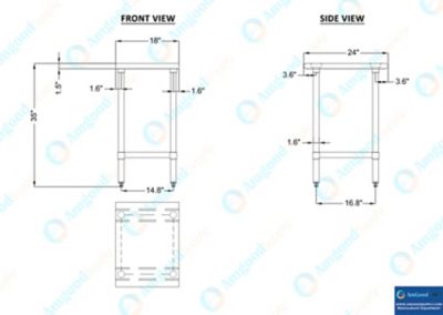 Image showing 8 th AmGood 24 in. x 18 in. Stainless Steel Table With Shelf