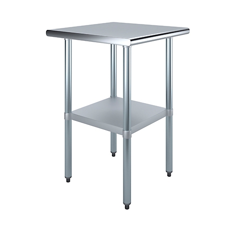 AmGood 24 in. x 24 in. Stainless Steel Table With Shelf