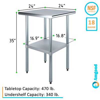 Image showing  24 in. x 24 in. Stainless Steel Table With Shelf