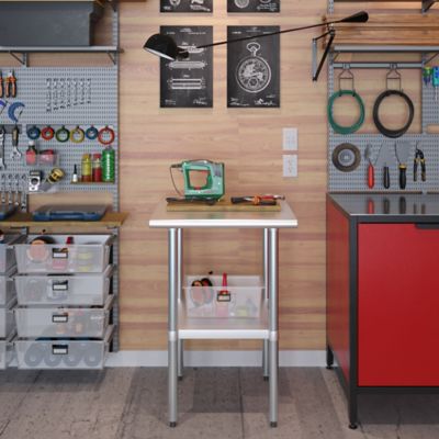 Image showing 5 th AmGood 24 in. x 24 in. Stainless Steel Table With Shelf