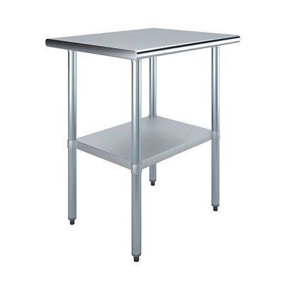 AmGood 24 in. x 30 in. Stainless Steel Table With Shelf