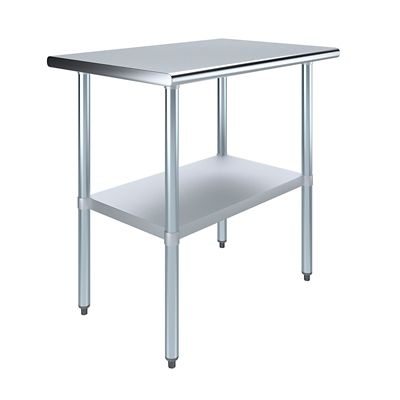 AmGood 24 in. x 36 in. Stainless Steel Table With Shelf