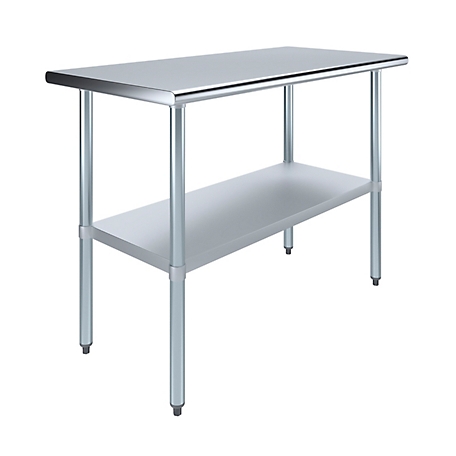 AmGood 24 in. x 48 in. Stainless Steel Table With Shelf