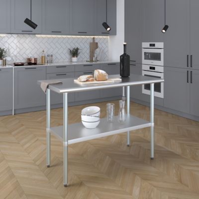 Image showing  24 in. x 48 in. Stainless Steel Table With Shelf