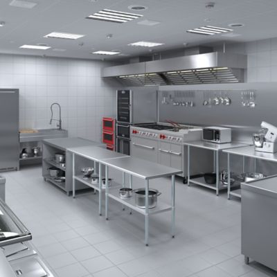 Image showing 6 th AmGood 24 in. x 48 in. Stainless Steel Table With Shelf