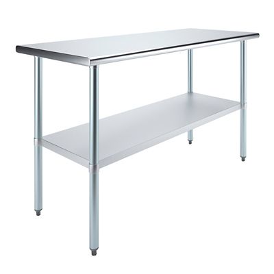 AmGood 24 in. x 60 in. Stainless Steel Table With Shelf