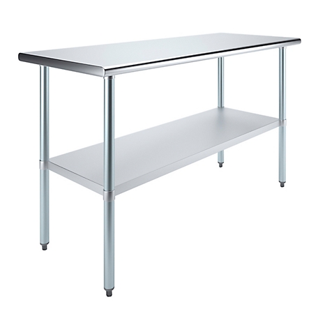AmGood 24 in. x 60 in. Stainless Steel Table With Shelf