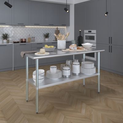 Image showing  24 in. x 60 in. Stainless Steel Table With Shelf