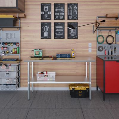 Image showing 6 th AmGood 24 in. x 60 in. Stainless Steel Table With Shelf