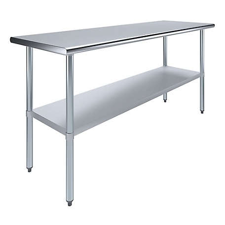 AmGood 24 in. x 72 in. Stainless Steel Table With Shelf