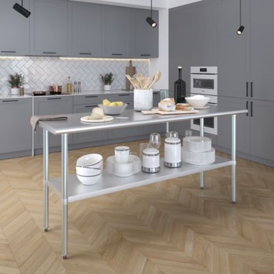 Image showing  24 in. x 72 in. Stainless Steel Table With Shelf