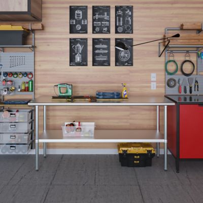 Image showing 7 th AmGood 24 in. x 72 in. Stainless Steel Table With Shelf