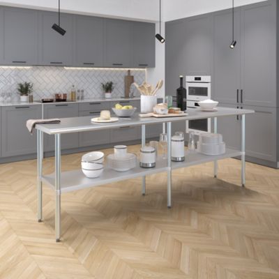 Image showing  24 in. x 96 in. Stainless Steel Table With Shelf