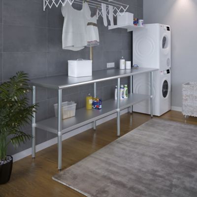 Image showing 6 th AmGood 24 in. x 96 in. Stainless Steel Table With Shelf