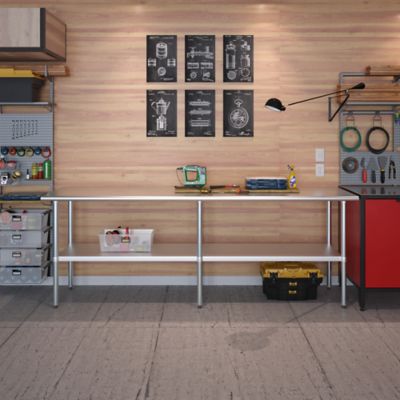 Image showing 7 th AmGood 24 in. x 96 in. Stainless Steel Table With Shelf