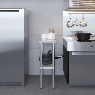 Image showing 5 th AmGood 30 in. x 12 in. Stainless Steel Table With Shelf