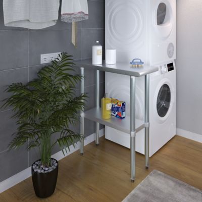 Image showing 6 th AmGood 30 in. x 12 in. Stainless Steel Table With Shelf