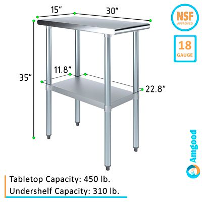 Image showing  30 in. x 15 in. Stainless Steel Table With Shelf