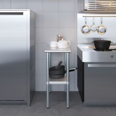 Image showing 5 th AmGood 30 in. x 15 in. Stainless Steel Table With Shelf