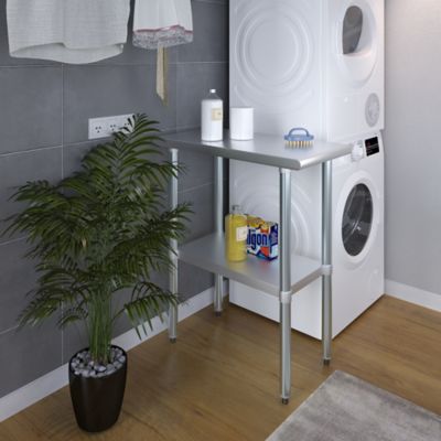 Image showing 6 th AmGood 30 in. x 15 in. Stainless Steel Table With Shelf