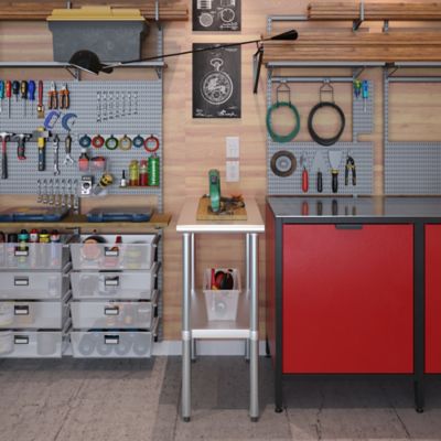 Image showing 7 th AmGood 30 in. x 15 in. Stainless Steel Table With Shelf