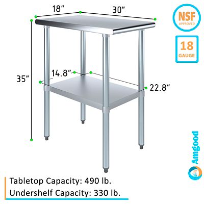 Image showing  30 in. x 18 in. Stainless Steel Table With Shelf