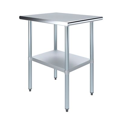 AmGood 30 in. x 24 in. Stainless Steel Table With Shelf Easy Peasy Table