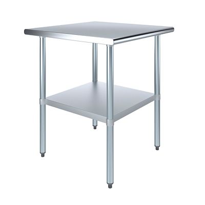 AmGood 30 in. x 30 in. Stainless Steel Table With Shelf