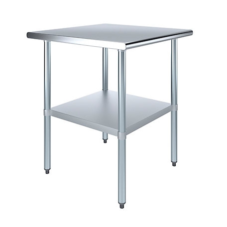 AmGood 30 in. x 30 in. Stainless Steel Table With Shelf