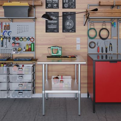 Image showing 5 th AmGood 30 in. x 30 in. Stainless Steel Table With Shelf