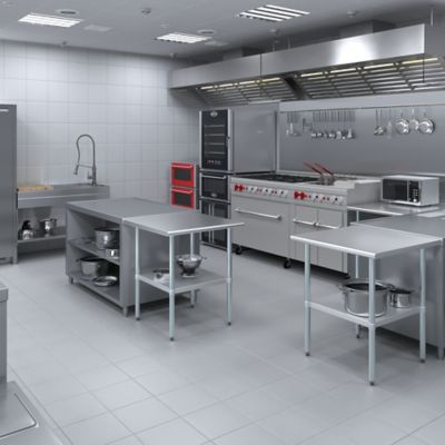 Image showing 6 th AmGood 30 in. x 30 in. Stainless Steel Table With Shelf