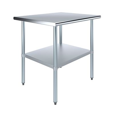 AmGood 30 in. x 36 in. Stainless Steel Table With Shelf