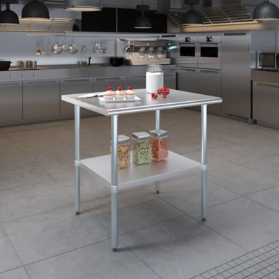 Image showing  30 in. x 36 in. Stainless Steel Table With Shelf