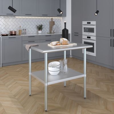 Image showing  30 in. x 36 in. Stainless Steel Table With Shelf