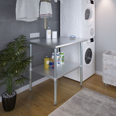 Image showing 5 th AmGood 30 in. x 36 in. Stainless Steel Table With Shelf