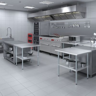 Image showing 7 th AmGood 30 in. x 36 in. Stainless Steel Table With Shelf