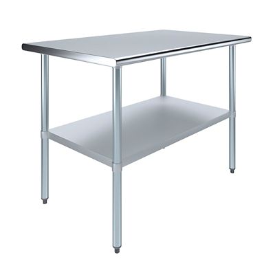 AmGood 30 in. x 48 in. Stainless Steel Table With Shelf