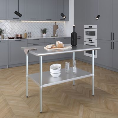 Image showing  30 in. x 48 in. Stainless Steel Table With Shelf