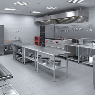 Image showing 6 th AmGood 30 in. x 48 in. Stainless Steel Table With Shelf