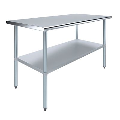 AmGood 30 in. x 60 in. Stainless Steel Table With Shelf