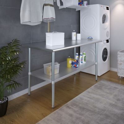 Image showing 5 th AmGood 30 in. x 60 in. Stainless Steel Table With Shelf